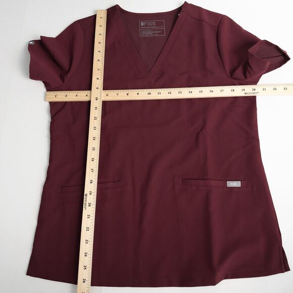 Figs Technical Collection Casma Three Pocket Scrub Top Womens Medium Burgundy - Picture 4 of 14